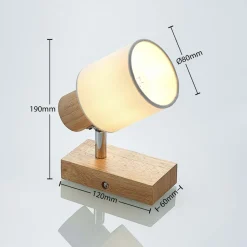 Lindby Spot Wanessa, hout, wit, E14, 14 cm, verstelbaar