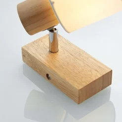 Lindby Spot Wanessa, hout, wit, E14, 14 cm, verstelbaar