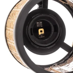 Lindby spot Yaelle, Ø 30 cm, 3-lamps, rotan, zwart, E27