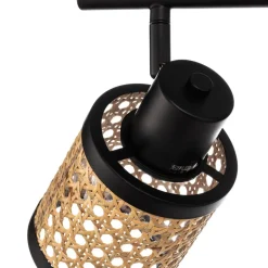 Lindby Spot Yaelle, 76 cm, 4-lamps, rotan, zwart, E27