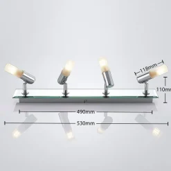 Lindby spot Zela, lengte 53 cm, chroom, 4-lamps
