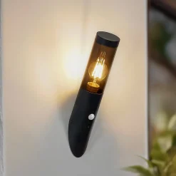 Lindby Statius buitenwandlamp, antraciet, ijzer, sensor