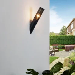 Lindby Statius buitenwandlamp, antraciet, ijzer, sensor