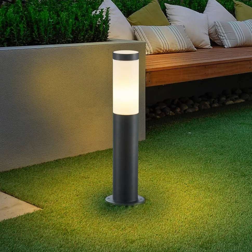 Lindby Statius sokkellamp, hoogte 45 cm, antraciet, roestvrij staal