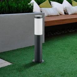 Lindby Statius sokkellamp, hoogte 45 cm, antraciet, roestvrij staal