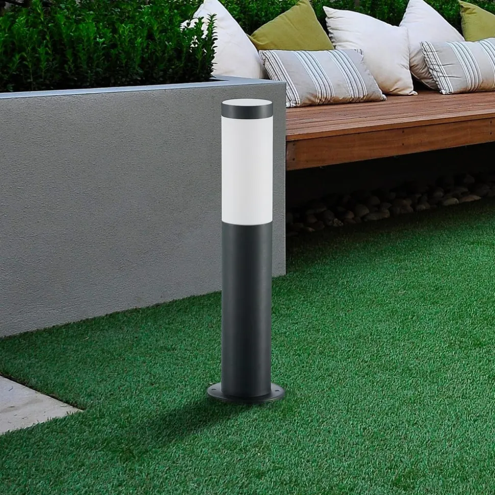 Lindby Statius sokkellamp, hoogte 45 cm, antraciet, roestvrij staal