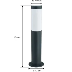 Lindby Statius sokkellamp, hoogte 45 cm, antraciet, roestvrij staal