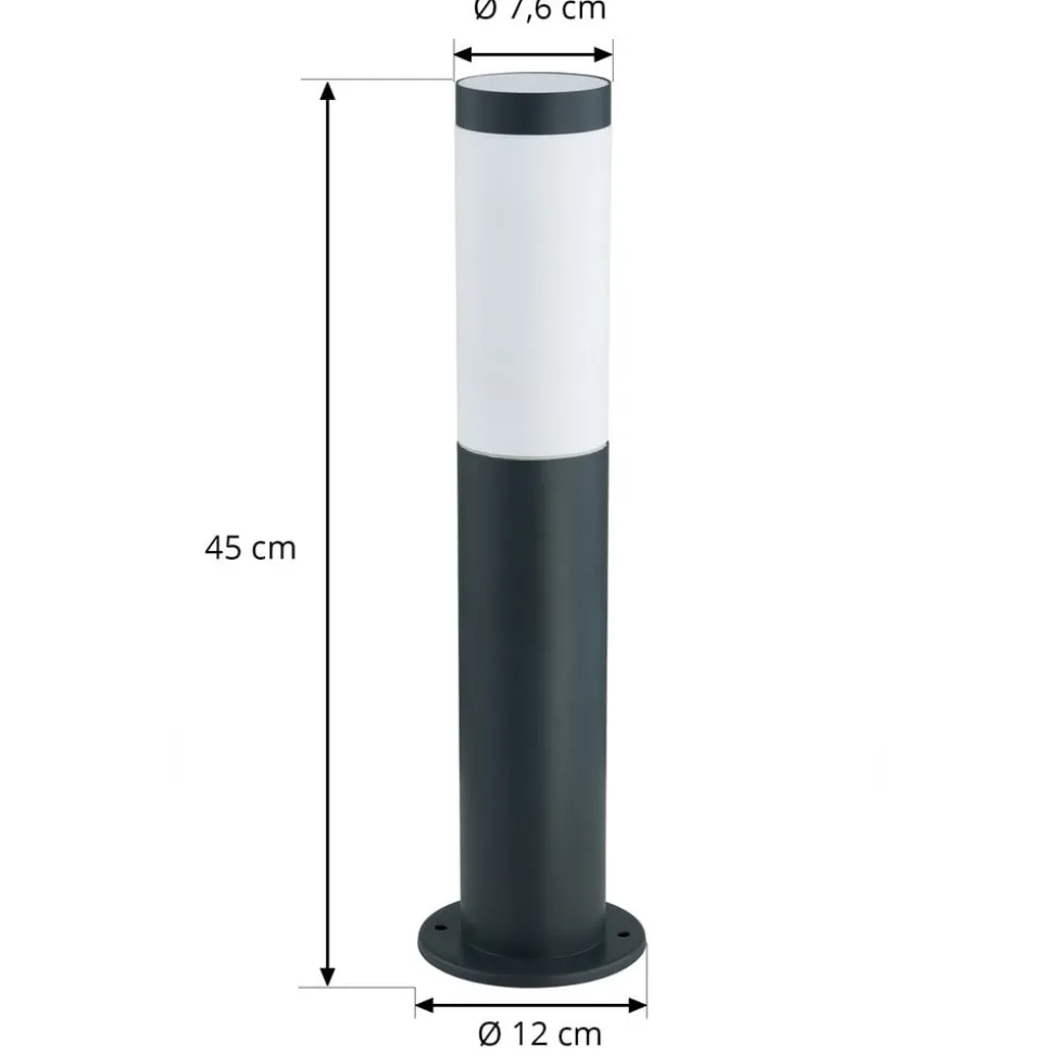 Lindby Statius sokkellamp, hoogte 45 cm, antraciet, roestvrij staal
