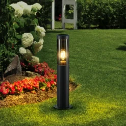 Lindby Statius sokkellamp, antraciet, ijzer, 45 cm