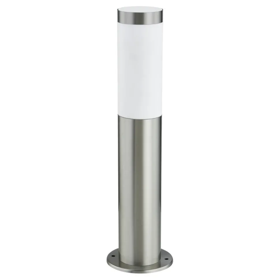 Lindby Statius sokkellamp, grijs, roestvrij staal, sensor, 45 cm