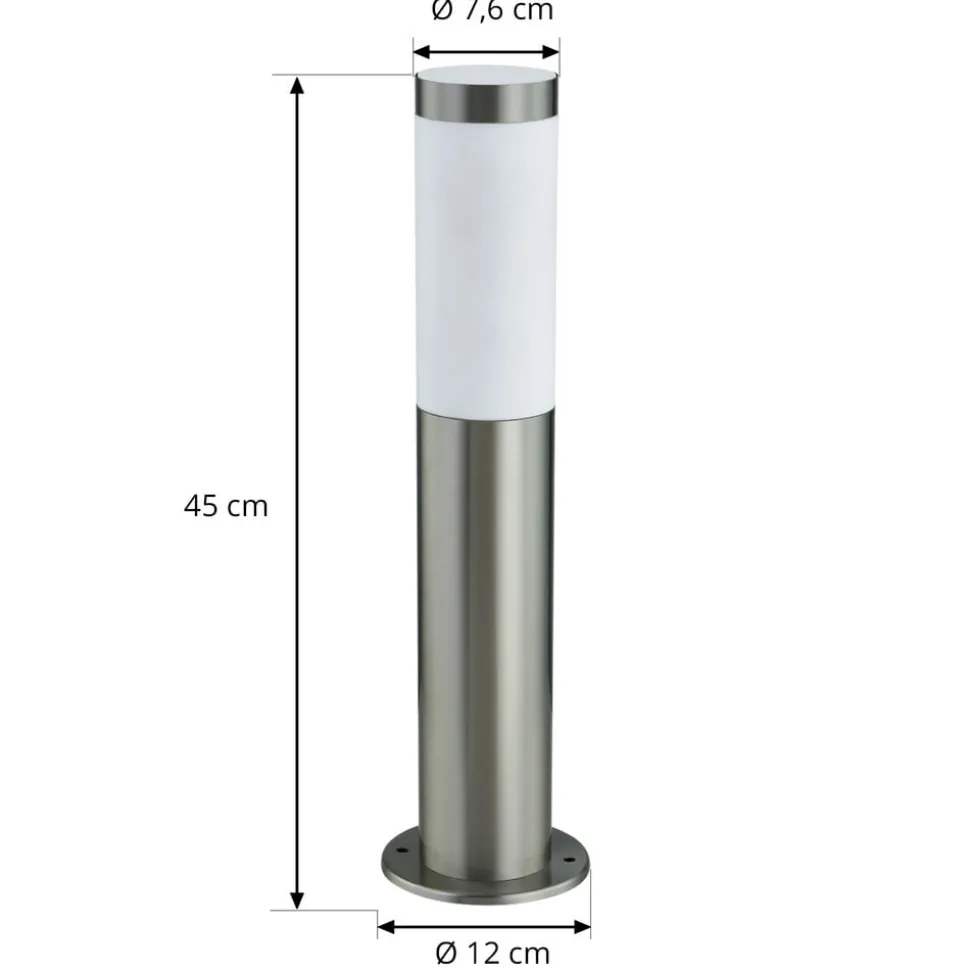 Lindby Statius sokkellamp, grijs, roestvrij staal, sensor, 45 cm