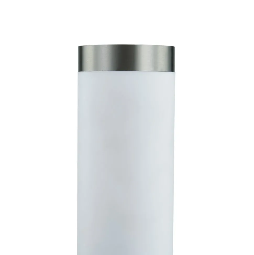 Lindby Statius sokkellamp, grijs, roestvrij staal, sensor, 45 cm