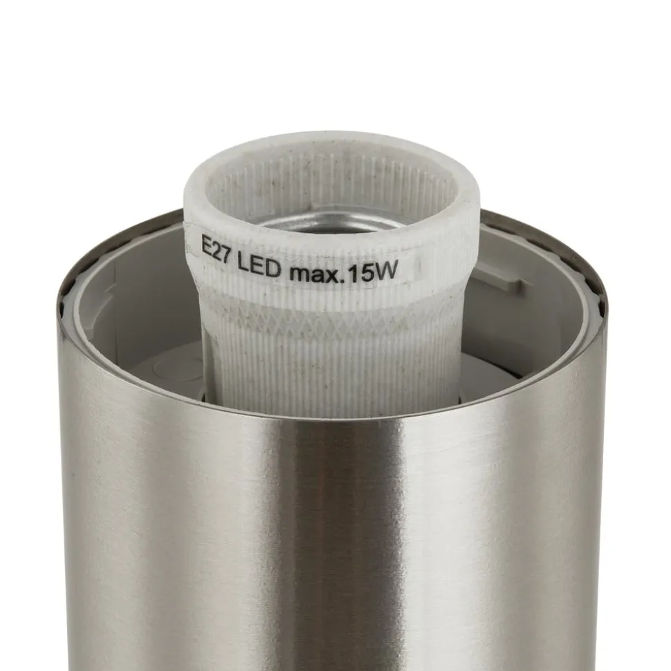 Lindby Statius sokkellamp, grijs, roestvrij staal, sensor, 45 cm