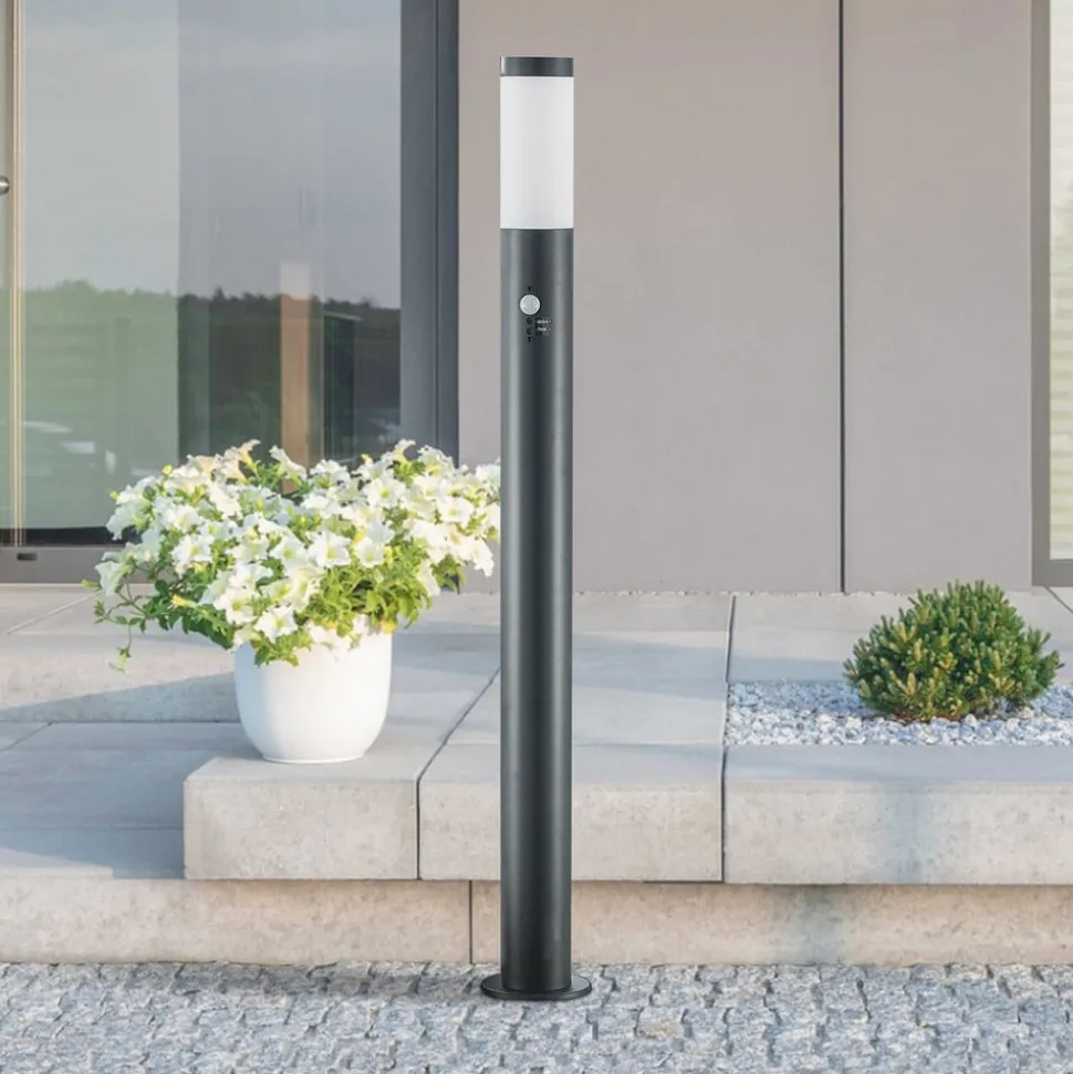 Lindby Statius tuinpadverlichting, antraciet/wit, sensor, 100cm