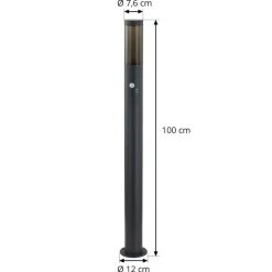 Lindby Statius tuinpadverlichting, antraciet, ijzer, sensor