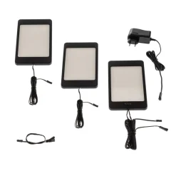 Lindby Svela LED meubelverlichting, set van 3, zwart