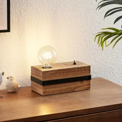 Lindby Sverina tafellamp van hout, 1-lamp