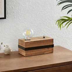 Lindby Sverina tafellamp van hout, 1-lamp
