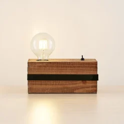 Lindby Sverina tafellamp van hout, 1-lamp