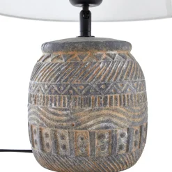 Lindby tafellamp Aelith, Ø 30 cm, grijs, keramiek, E27