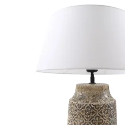 Lindby tafellamp Aelith, Ø 40 cm, bruin, keramiek, E27