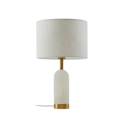 Lindby tafellamp albast, wit/goud, Ø 30 cm, marmer, E27