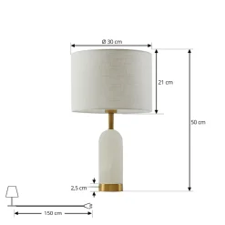 Lindby tafellamp albast, wit/goud, Ø 30 cm, marmer, E27