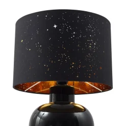 Lindby tafellamp Arved, zwart, textiel, keramiek, 46 cm