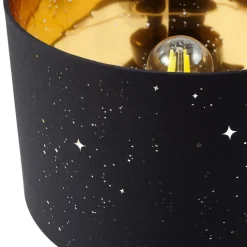 Lindby tafellamp Arved, zwart, textiel, keramiek, 46 cm