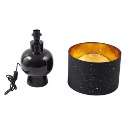 Lindby tafellamp Arved, zwart, textiel, keramiek, 46 cm