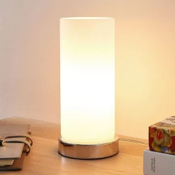 Lindby tafellamp Elianna, wit, glas, 24 cm, dimbaar, E14