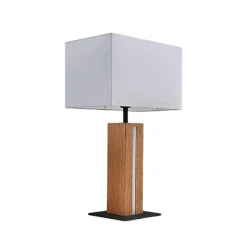 Lindby tafellamp Garry, 2-lamps, wit, hout, 53 cm, E27