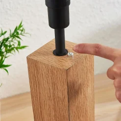 Lindby tafellamp Garry, 2-lamps, wit, hout, 53 cm, E27