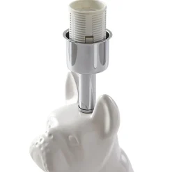 Lindby tafellamp Herry, wit, keramiek, hond, 46,5 cm hoog