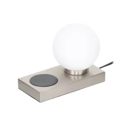 Lindby tafellamp Junis, nikkel, oplaadfunctie