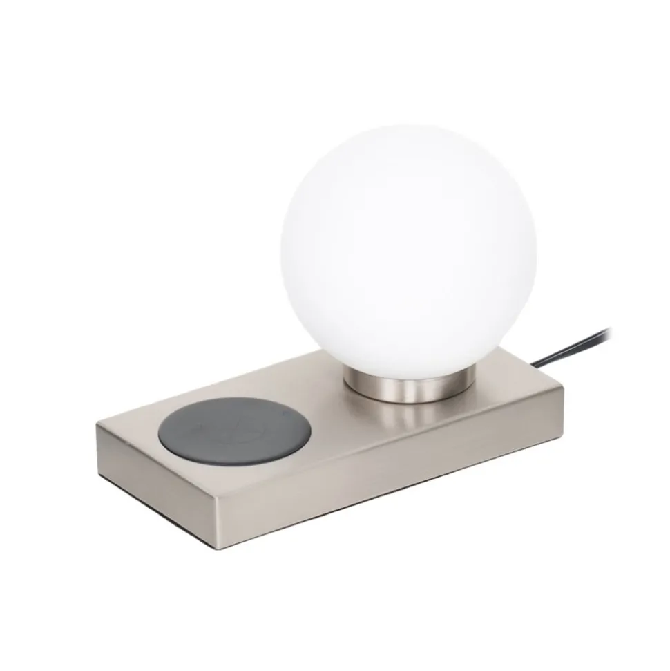 Lindby tafellamp Junis, nikkel, oplaadfunctie