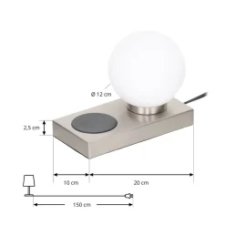 Lindby tafellamp Junis, nikkel, oplaadfunctie
