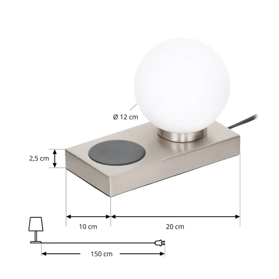 Lindby tafellamp Junis, nikkel, oplaadfunctie