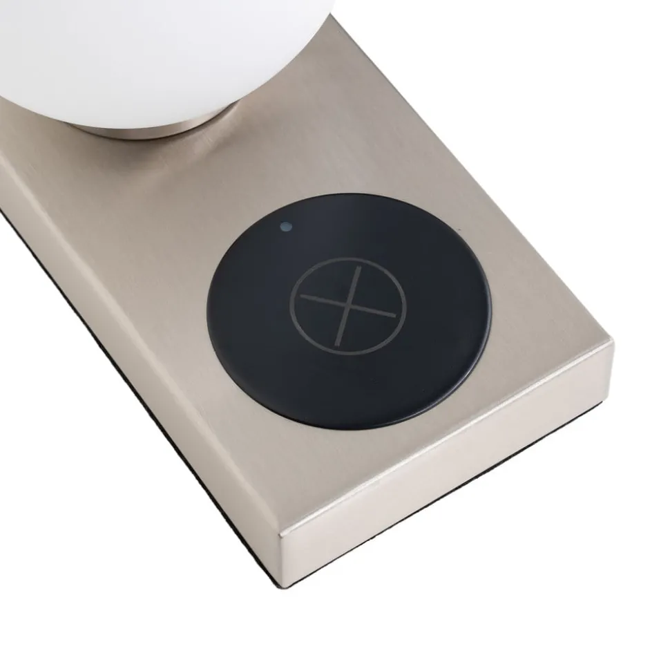 Lindby tafellamp Junis, nikkel, oplaadfunctie