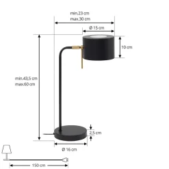 Lindby tafellamp Kaida, zwart, metaal