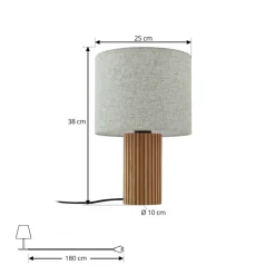 Lindby tafellamp Kimiko, hoogte 38 cm, hout, textiel