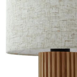 Lindby tafellamp Kimiko, hoogte 38 cm, hout, textiel