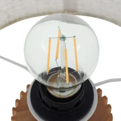 Lindby tafellamp Kimiko, hoogte 38 cm, hout, textiel