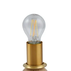 Lindby tafellamp Kirstan, beige, wit, glas, steen, 33 cm