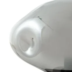 Lindby tafellamp Lelia, rookgrijs, glas, metaal, Ø 35 cm