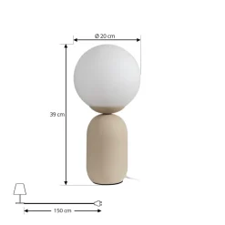 Lindby tafellamp Lennes, beige, glas, Ø 20 cm