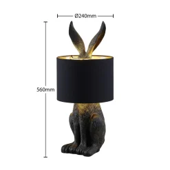 Lindby tafellamp Lorentina, 56 cm, konijn, zwart, textiel