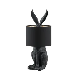 Lindby tafellamp Lorentina, 56 cm, konijn, zwart, textiel