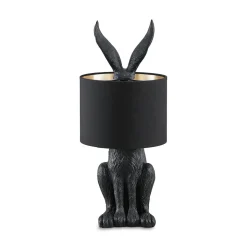 Lindby tafellamp Lorentina, 56 cm, konijn, zwart, textiel