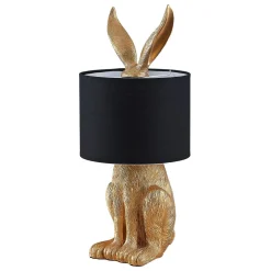 Lindby tafellamp Lorentina, hoogte 57 cm, konijn, goud, textiel